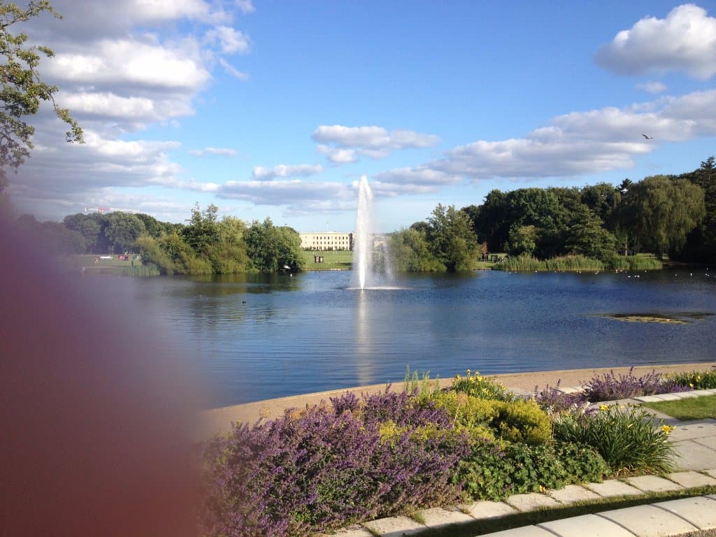 Lake with fountain