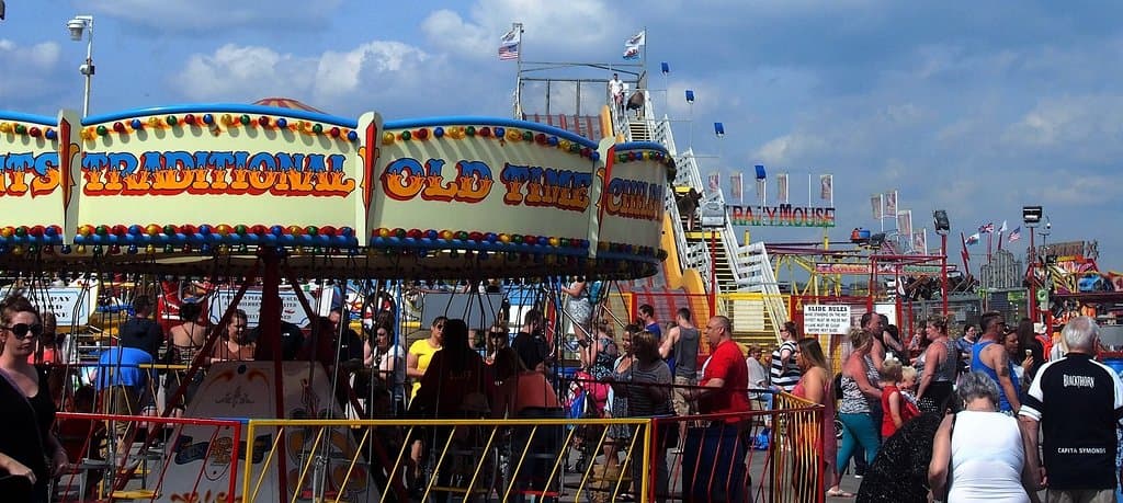 Funfair lovers at Coney beach, Porthcawl