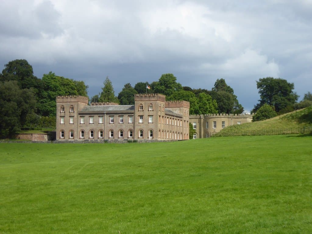 Ugbrook House. The chapel is on the right at the rear