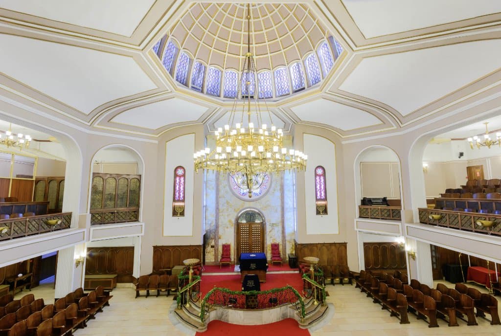 The interior of the synagogue from upper floor