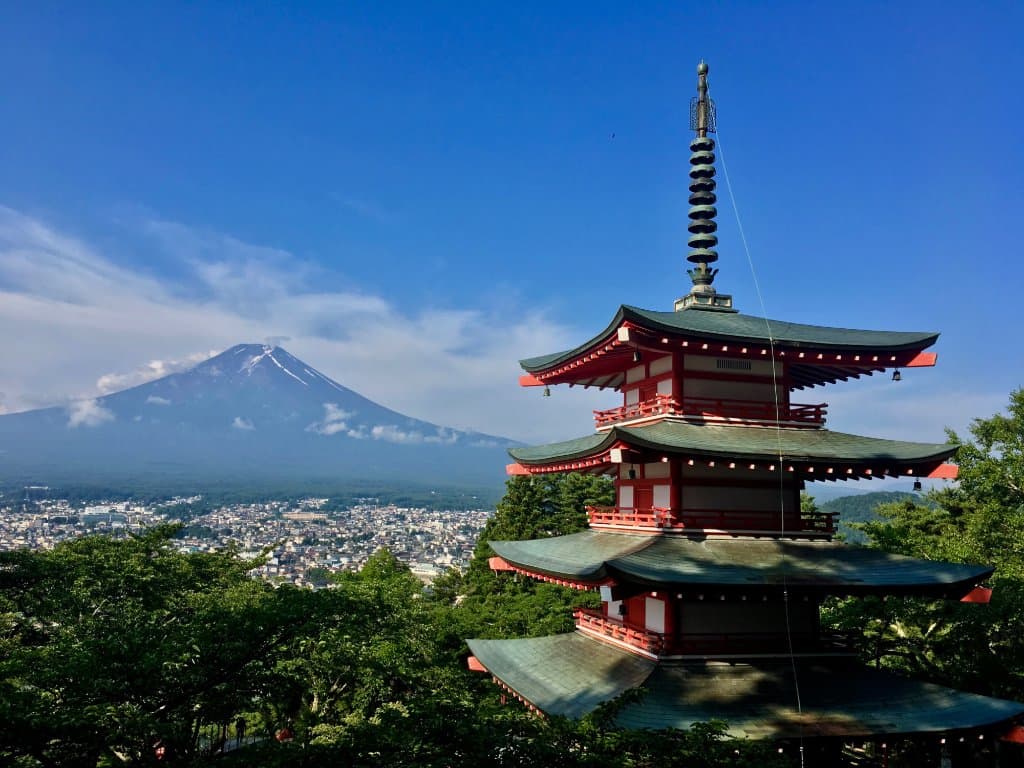Chureito Pagoda and Mt. Fuji in July (taken with iPhone)