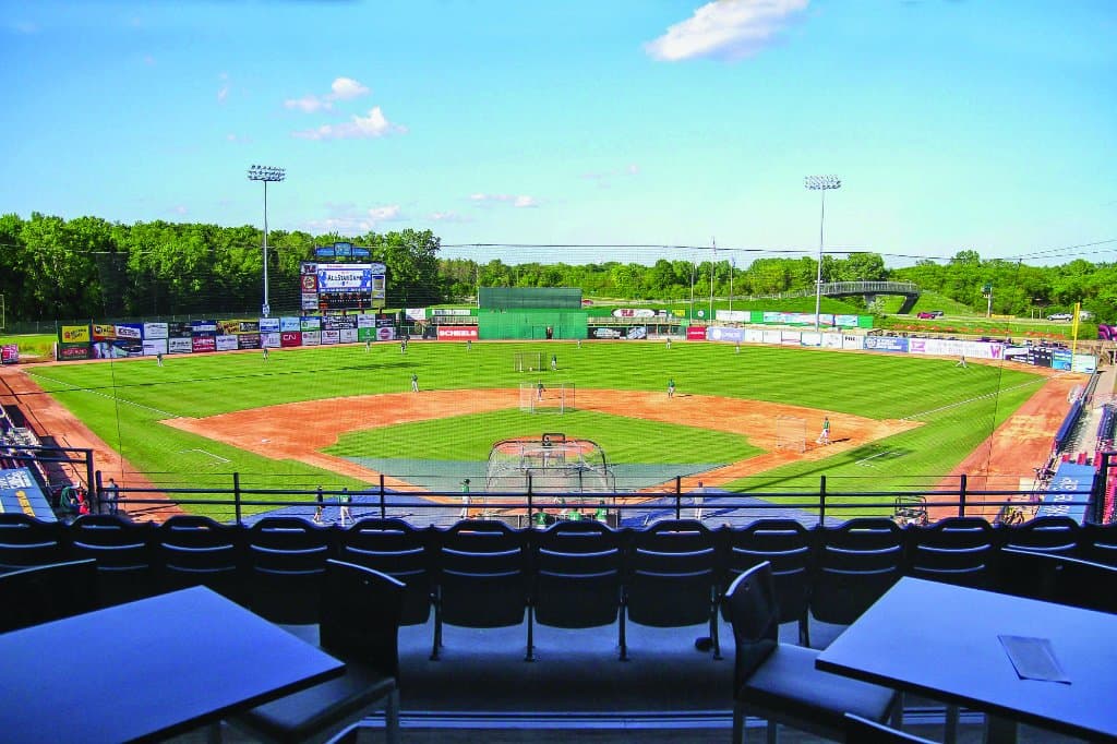 View from the The Fox Club, and indoor area with a great view of the field.