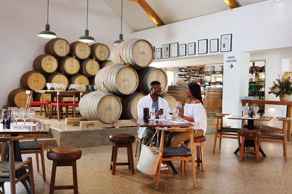 Couple enjoying the wine tasting experiace 