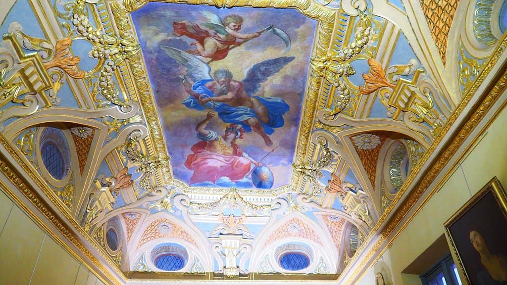 Fresque représentant la Sagesse défiant le Temps et la Mort.