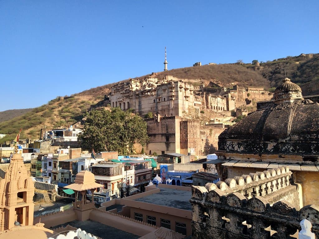 Morning View of Grah Palace, Bundi. Picture taken from roof top of Haveli Taragarh, Bundi
