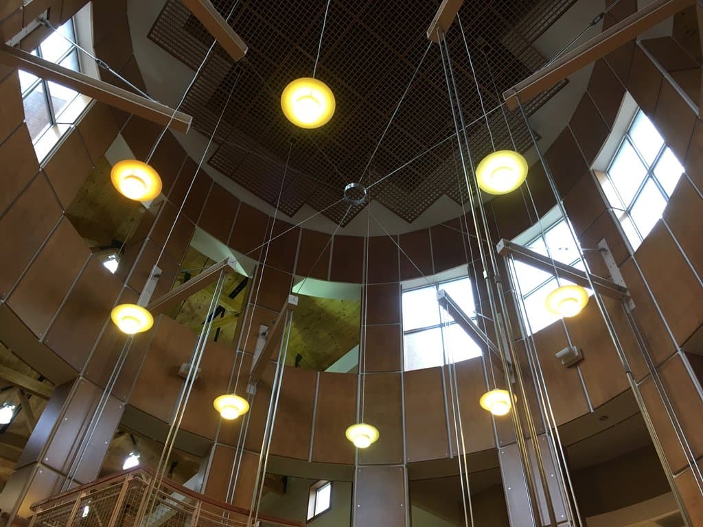High, beautiful ceiling inside the library