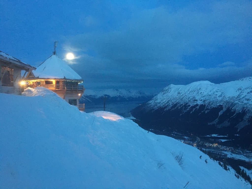 April 2018 - Early morning view of Roundhouse, Girdwood Valley & Turnagain Arm