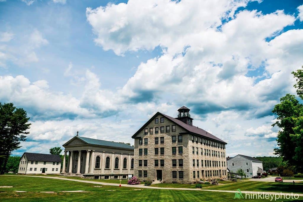 Great Stone Dwelling, Mary Keane Chapel and Brethren's Shop West (R to L)