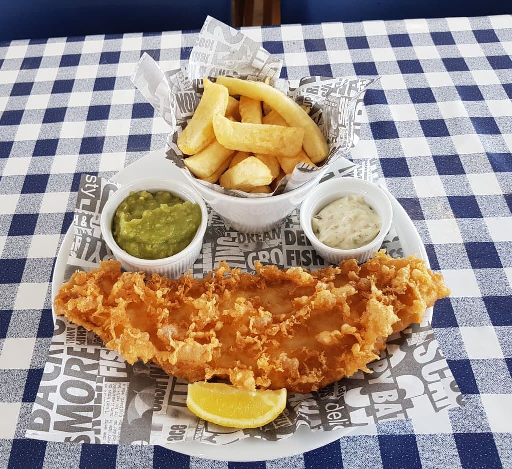 Serving up traditional fish and chips. 