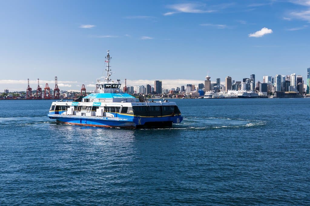 SeaBus with Vancouver in Background