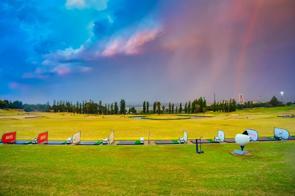 Beautiful view of the sunset from the hitting bays