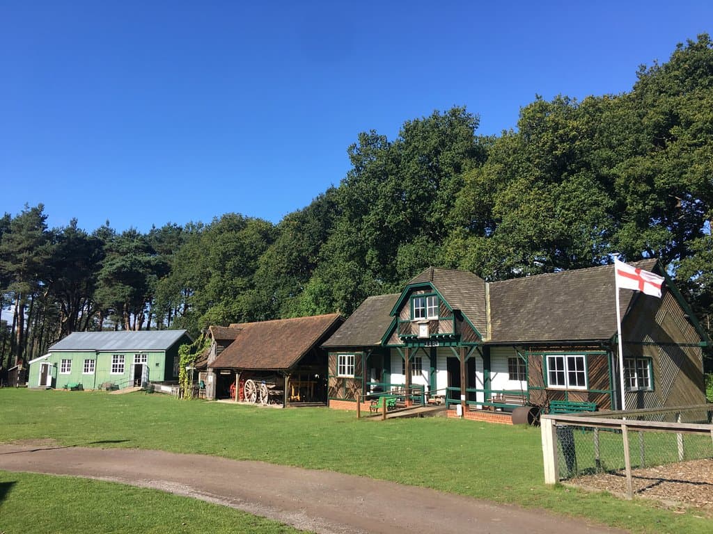Cricket pavillion, wagon shed and school house.