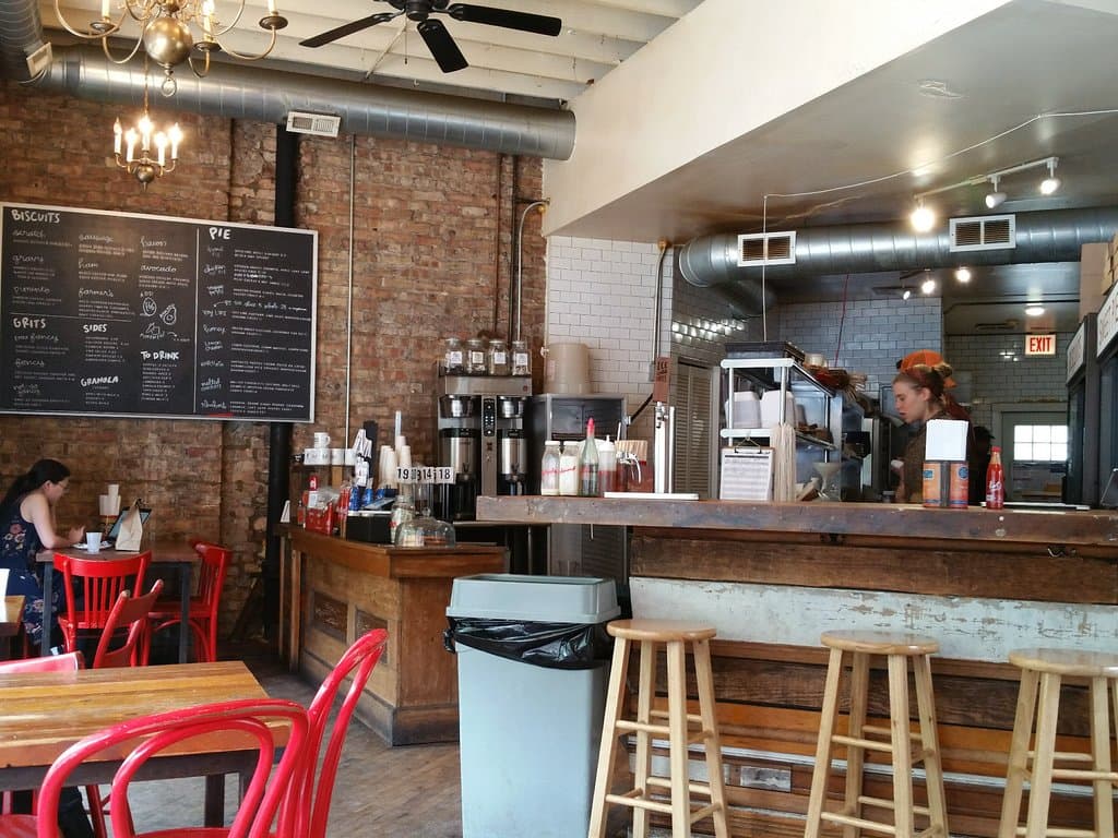 Inside counter with blackboard menu