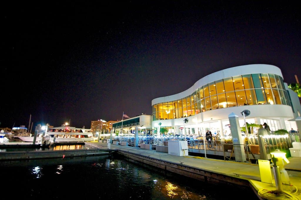 Evening View of Marina Jack Restaurant