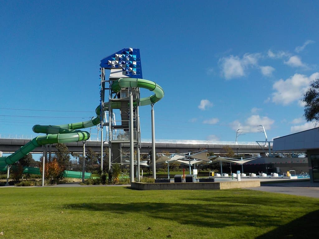 Water slide and outdoor pools