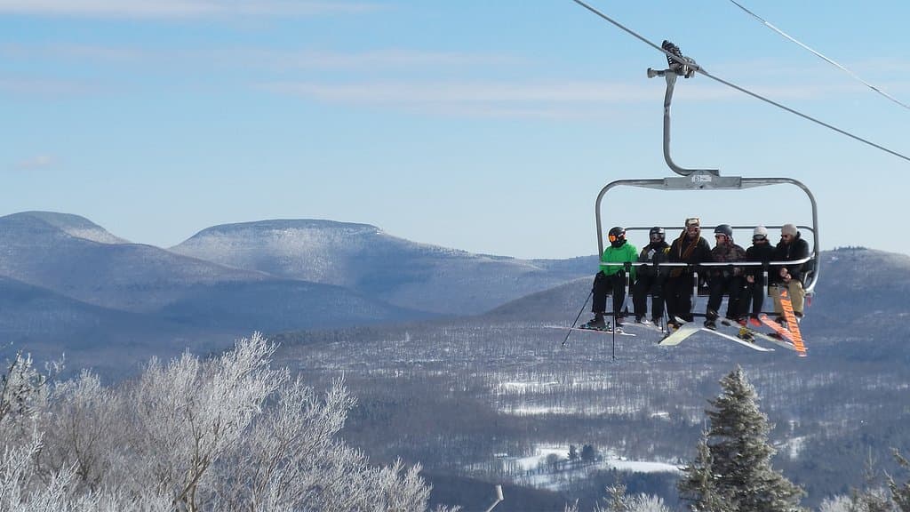 View from the summit of Hunter Mountain in the winter.
