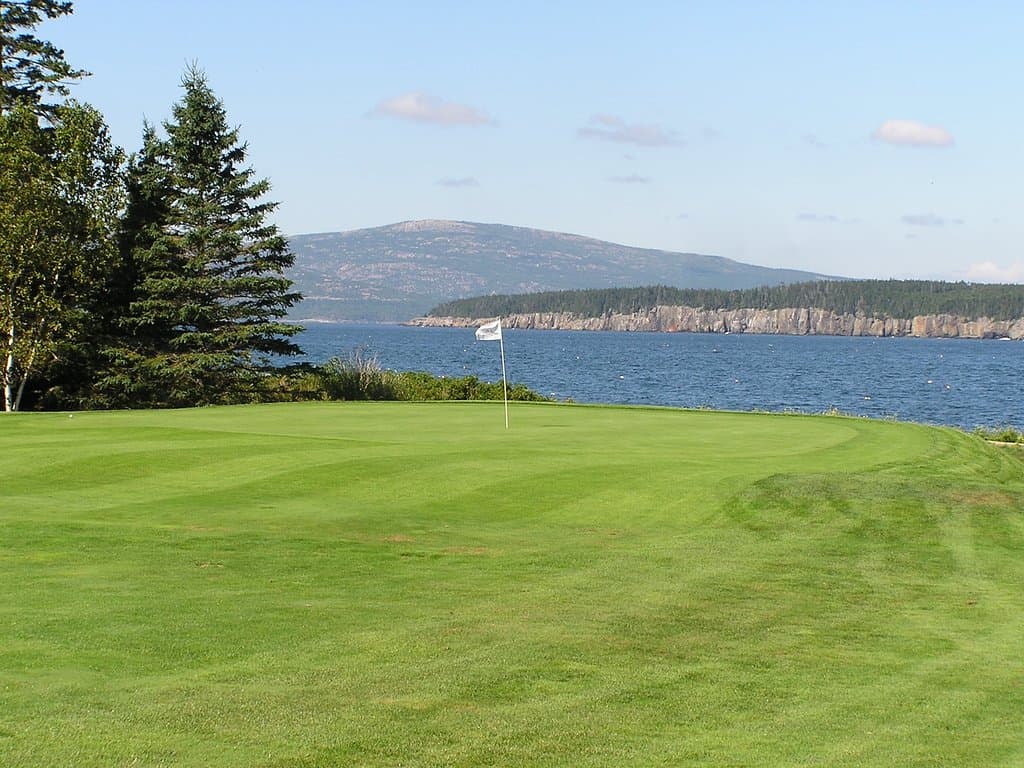 Hole #2 "Ironbound" with breathtaking views of Frenchman Bay, MDI, and Ironbound Island.