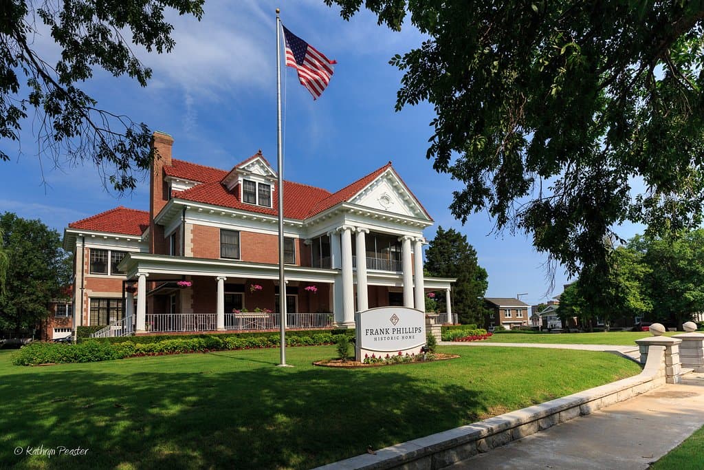 Front of the historic Frank Phillips Home in Bartlesville, OK