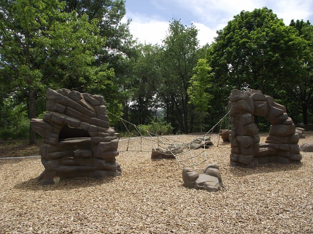 MA - BROOKLINE - COREY HILL PARK - PLAYGROUND #5 - MORE ARTIFICIAL ROCKS FOR CLIMBIN