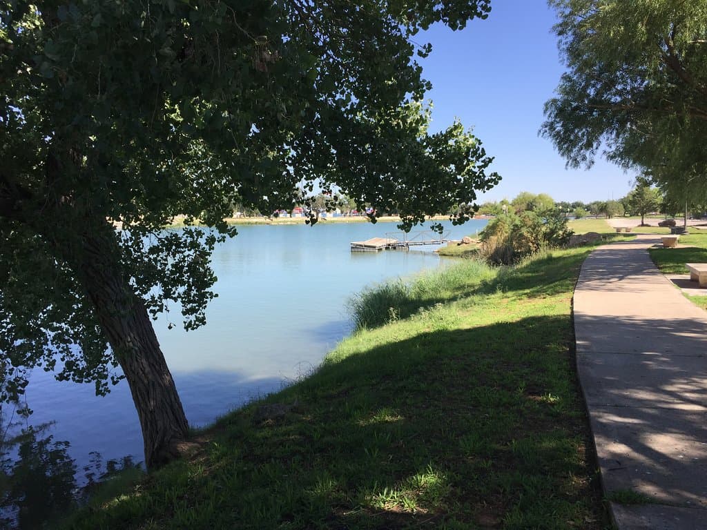 along the river path