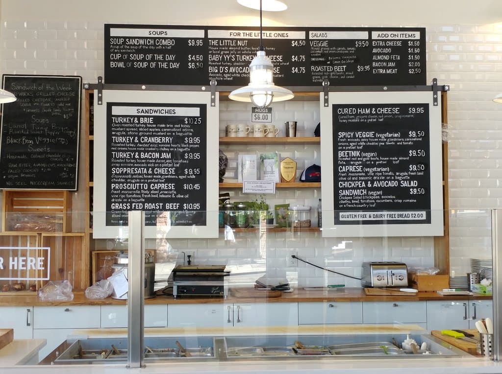 The menu at The Organic Sandwich Co. in Boulder (04/Oct/18).