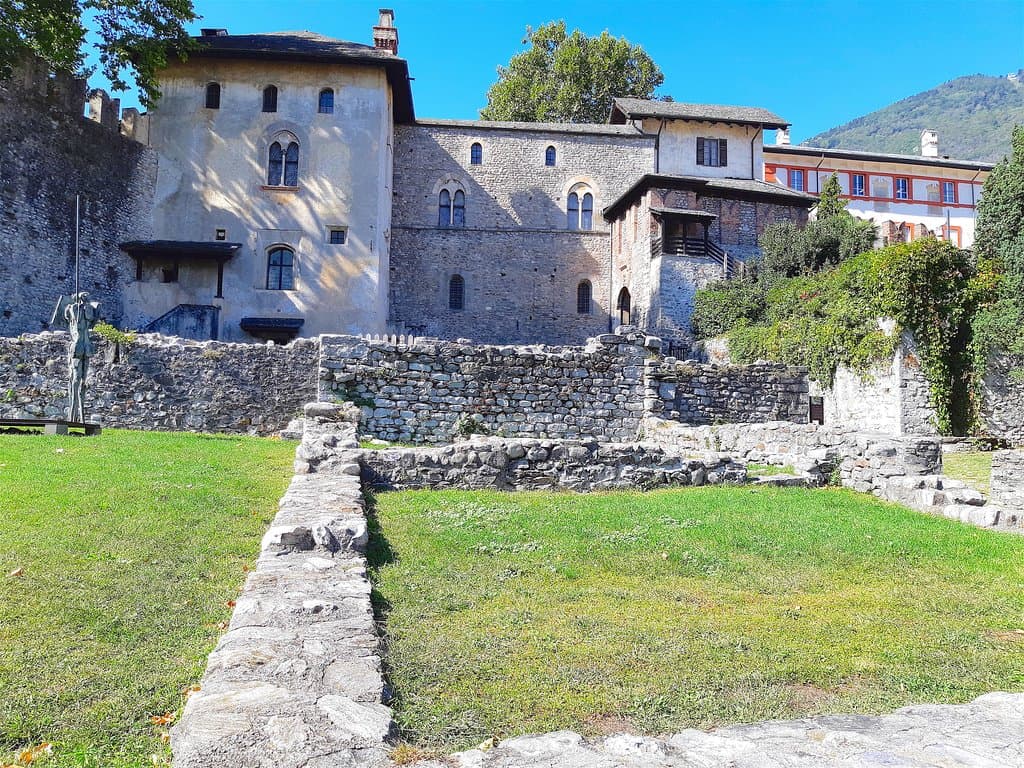 Foundation of original structure in the foreground