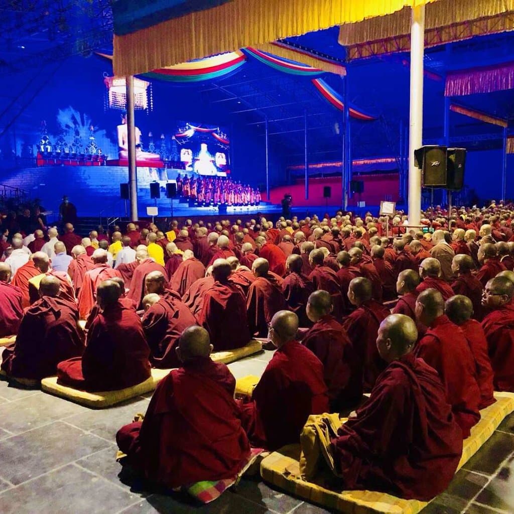 The very precious statue of Düsum Khyenpa, the 1st Karmapa and the beautiful Marme Monlam (Light Aspiration) of Kagyu Monlam