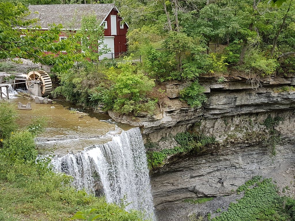 DeCew Falls cascades over the limestone cliffs near Morningstar Mill.