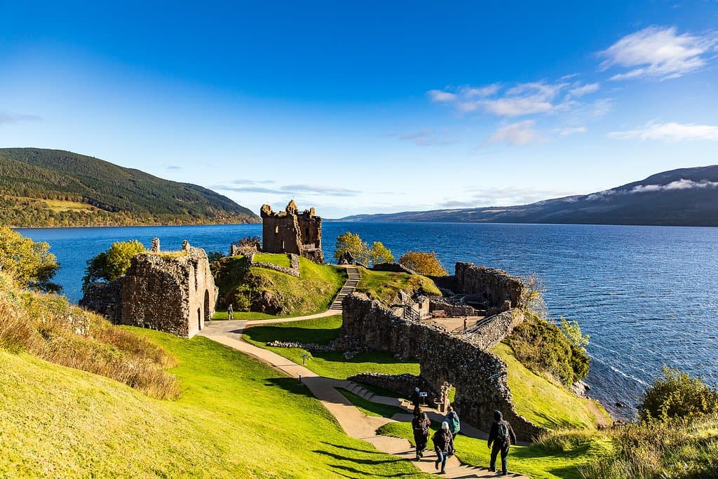 Beautiful view of Loch Ness from castle grounds