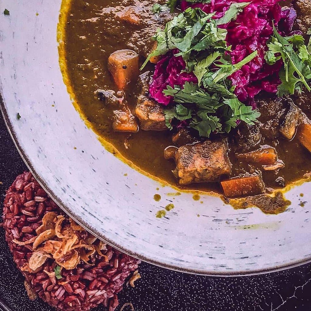 Vegan Mushroom Tempe Curry made from Indian recipe