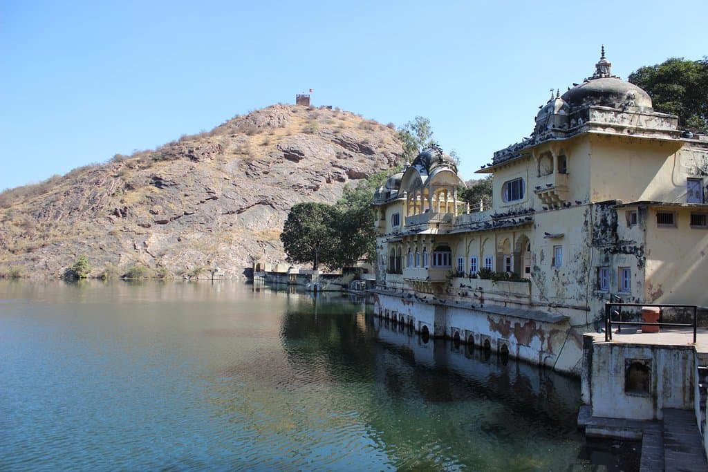 Jait Sagar aka lotus lake where Sukh Mahal is situated