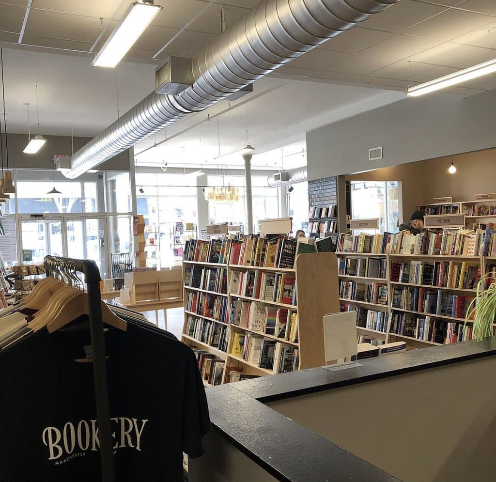 Bookstore in front of the cafe.