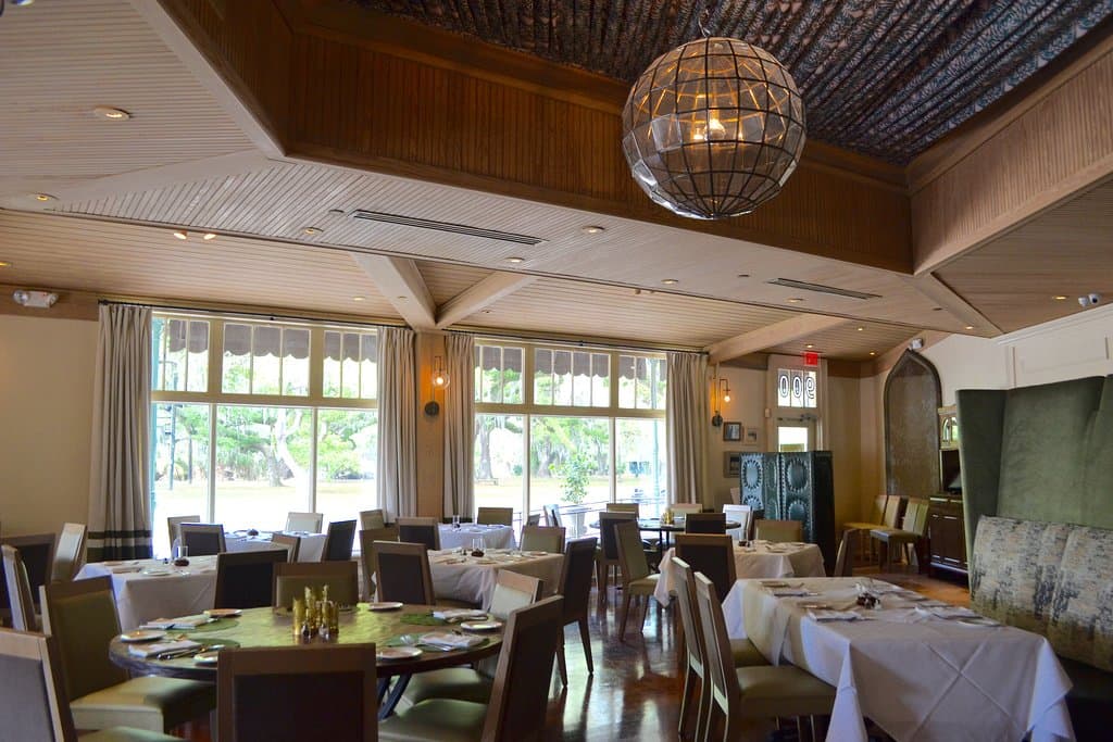 Our main dining room overlooking the gorgeous oaks of City Park.