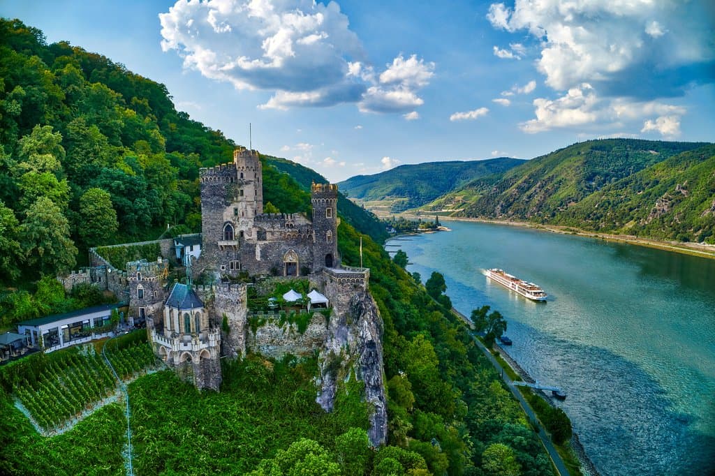 Glide down the river for a breathtaking view of the Rheinstein Castle. Ready to explore? Click the link in our intro!