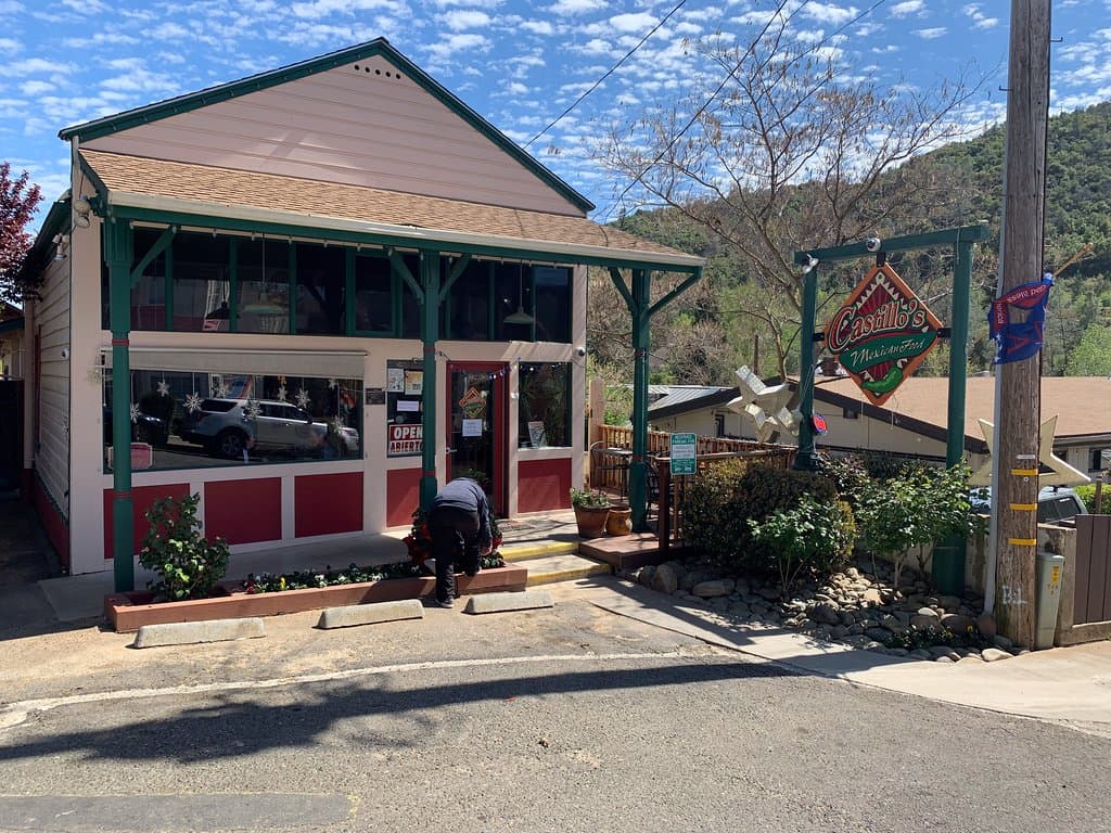 Quaint little building off of the main street. 