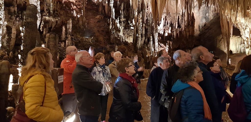 El grupo, atento a las explicaciones del guía