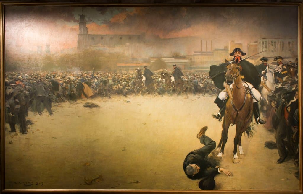 La Càrrega, de Ramon Casas, se puede ver en la exposición permanente del Museu de la Garrotxa.