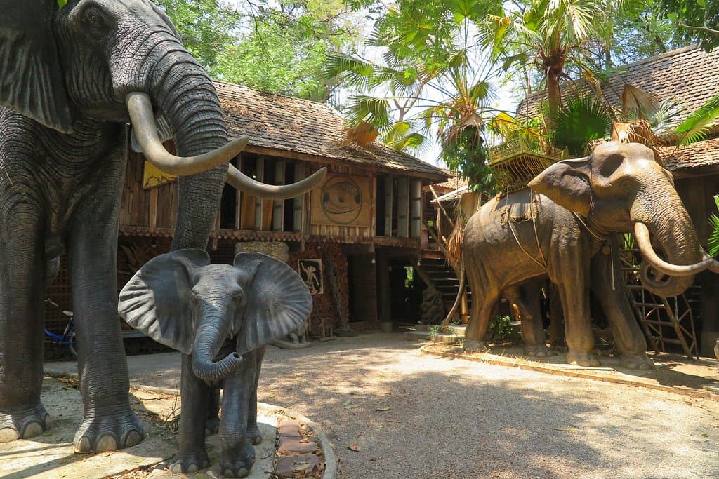 ภายในสถานที่แห่งนี้ จะมี อาคารที่จัดแสดง งานแกะ สลัก เป็นรูปช้าง ที่สร้างจากไม้ หลาย หลัง สามารถ เดินเชื่อมต่อถึงกันได้หมดครับ