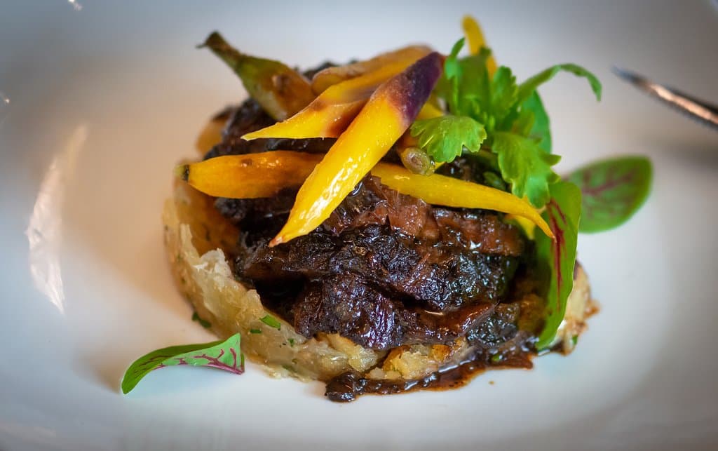 Florida Natural Wagyu Beef cheeks with yuca mofongo
