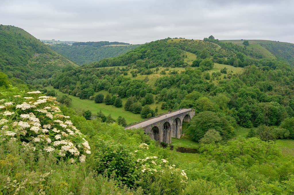 Monsal Dale (trail) Derbyshire a great place for a long walk, you can walk for miles see great countryside of Derbyshire.  Part of the railway built in1863 the viaduct is 300 feet high, one of the most impressive in Britain.