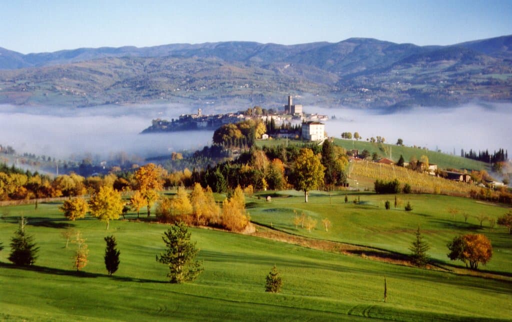wiew of Poppi Castle from golf club house