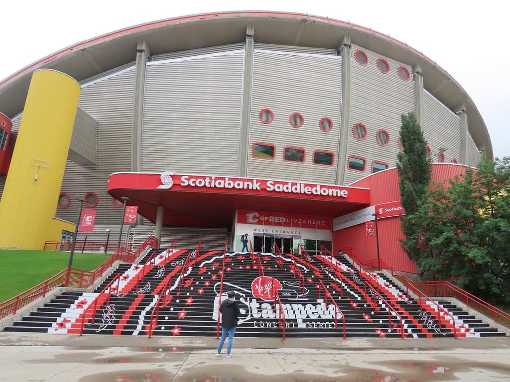Exterior, where marching bands perform during Stampede