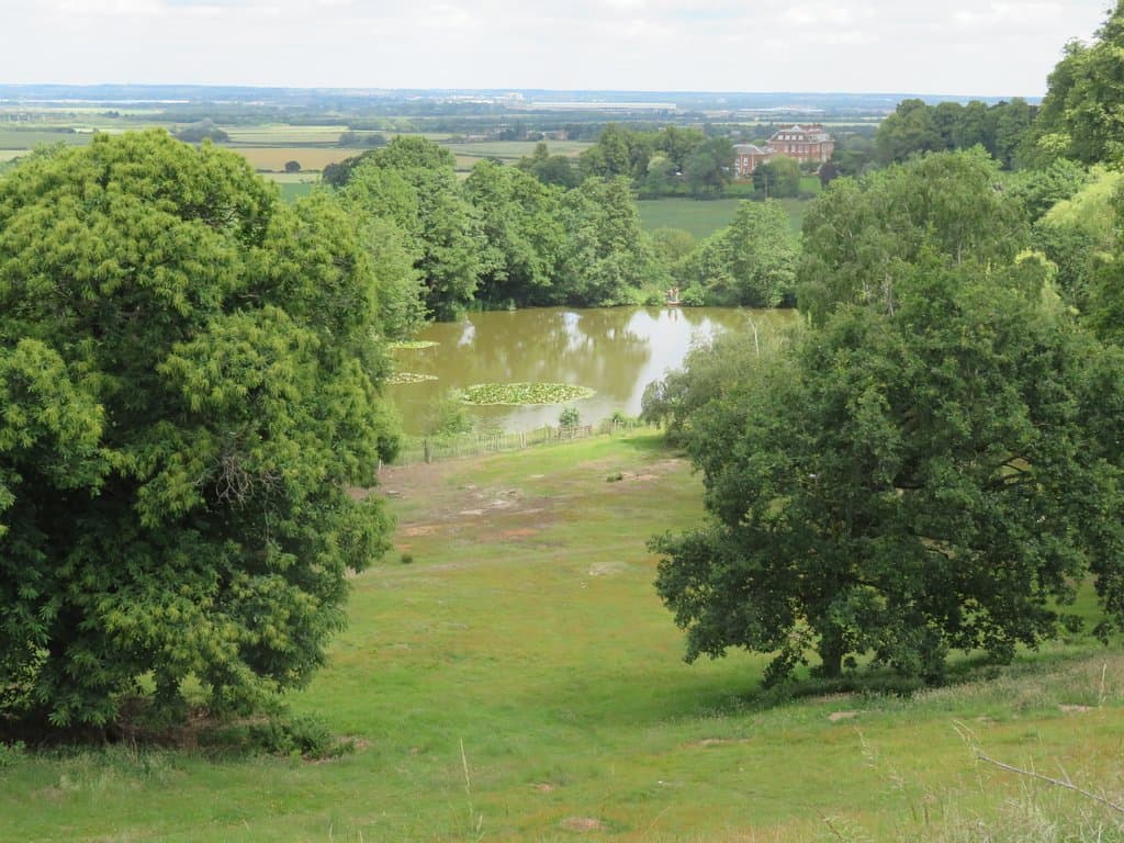Check out the historical board - lake/Park House; this is the modern view from much the same location as the board. Low-lying Chiltern Hills in the background.