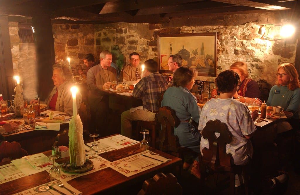 Dining in the Champagne Room of the Weinkeller.