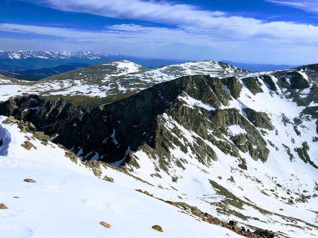 The treacherous Sawtooth from Bierstadt over to Evans