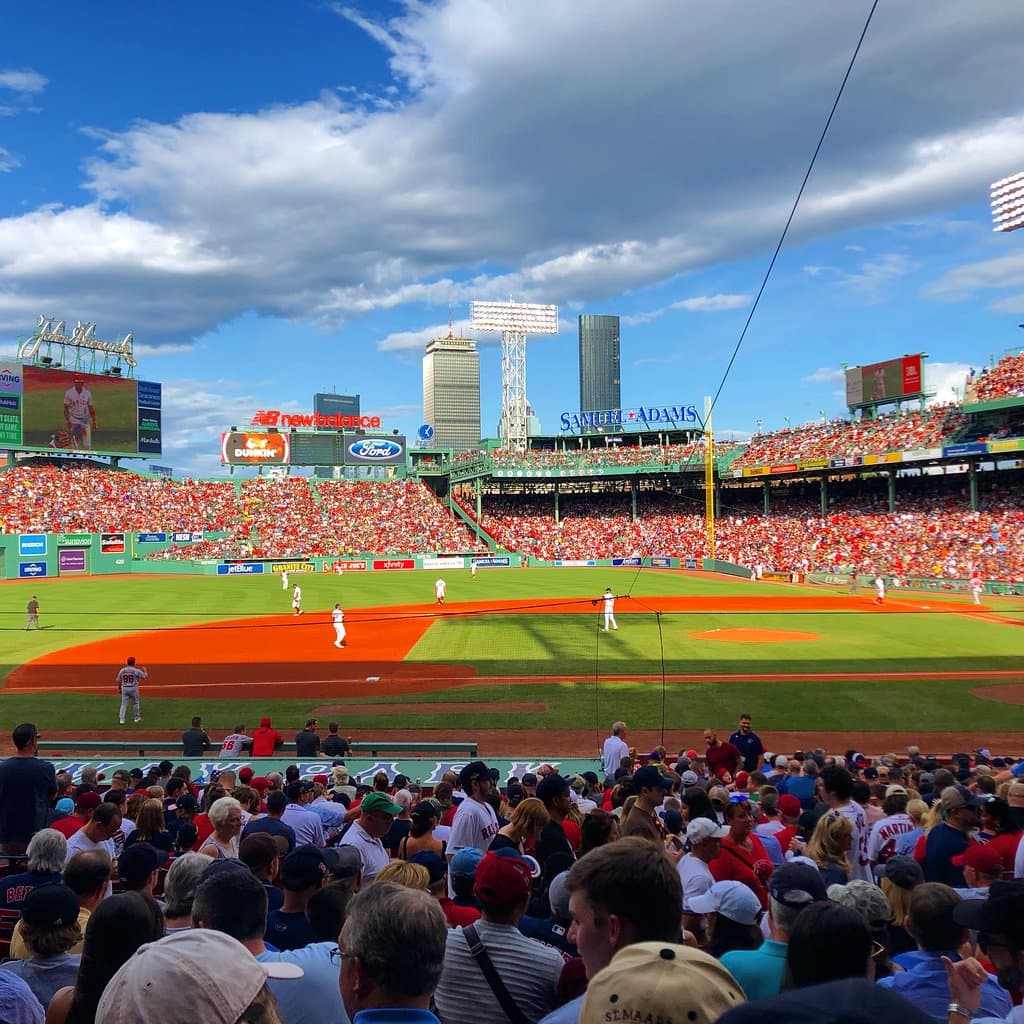 The old ball game, at America’s beloved baseball park ⚾️ 
 
 If you have never been to a Sox game, or Boston in general, I will help you with some need to know translational basics.
 
 Beah: Beer 
 
 “Getcha ice cold beah heah” 
 
 Summah: Summmer 
 
 “Wicked hawt summah dude” 
 Also refers to  Sam Adams beer -“Sam summer”.
 
 “Pahk ya cah in the Harvahd yahd, or thell toa  ya cah to medfah, wicked fah bro”. 
 
 This is actually a helping term suggesting you should not park there.