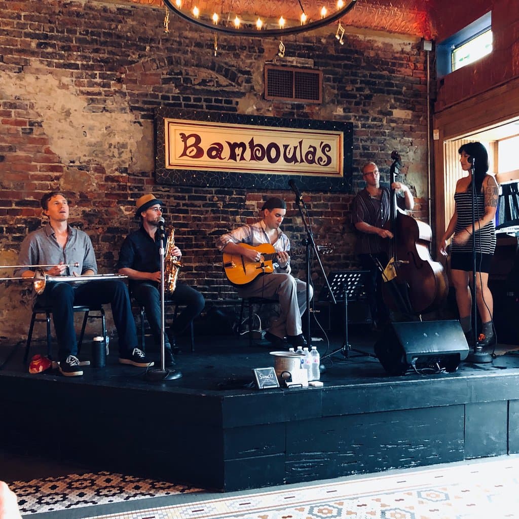 New Orleans Swinging Gypsy's at Bamboulas on Franchman Street.