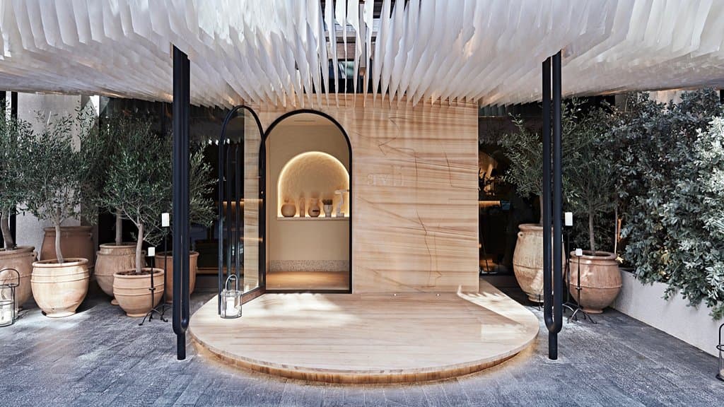 The front entrance to Avli by tashas in the DIFC