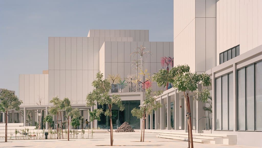The main entrance from the Jaddaf Waterfront Sculpture Park, Jameel Arts Centre. Photo by Rory Gardiner