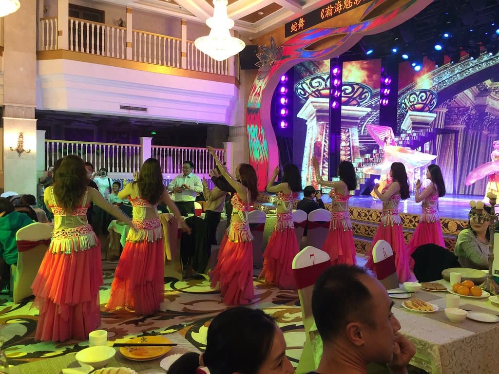 Thoroughly enjoyable evening of Xinjiang songs and great dancing. Ticket prices RMB499 or 399, with buffet (poor cooking), just get the TMB399 tickets no difference in location. Worth the price for the excellent show